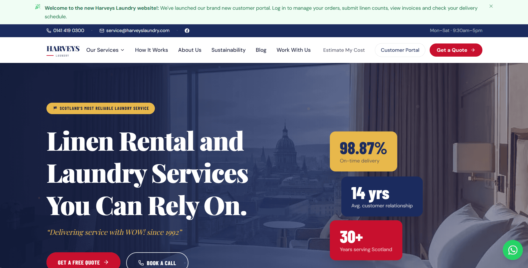 Harveys Laundry: Commercial Laundry Website with Customer Portal and Admin Panel